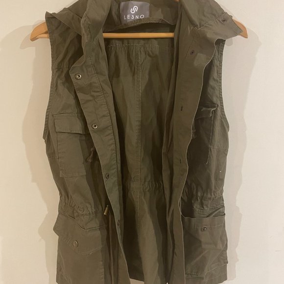 Le3no Drawstring Waist Hoodie Vest - Picture 3 of 5